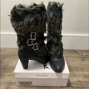 Kathy Van Zeeland Fax fur mid-calf boots